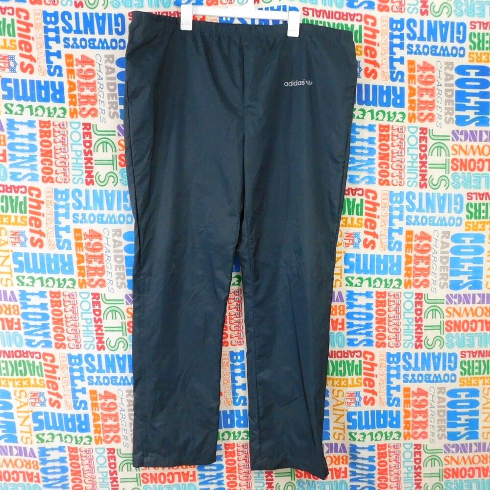 Vintage 80s Adidas Track Pants Size XL Gray Drawstring Zipped Ankles Nylon